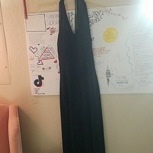 Floor length, black, sparkly prom dress